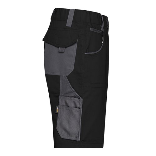 Svart-gr arbetsshorts i polyester och bomull med flera fickor.