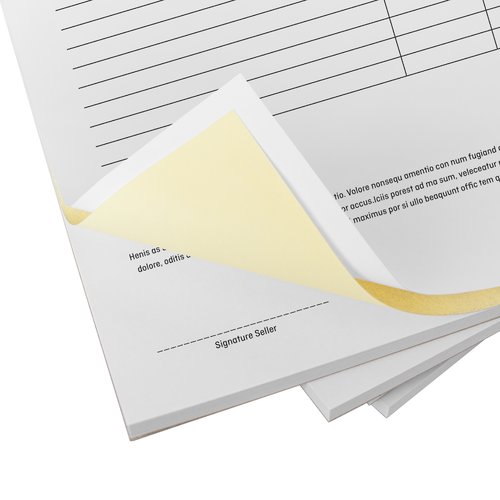 Tv sjlvkopierande formulrstaplar i liggande format med tvhlsstansning