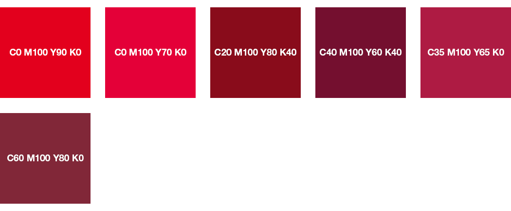 CMYK colours: red and burgundy